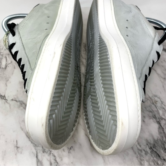 P448 John Black Floral Leather Low Top Sneakers 40/9-10 Casual Preppy Athleisure - Picture 10 of 16